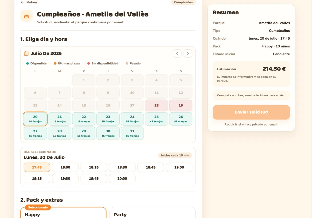 PartyBookIt booking dashboard preview